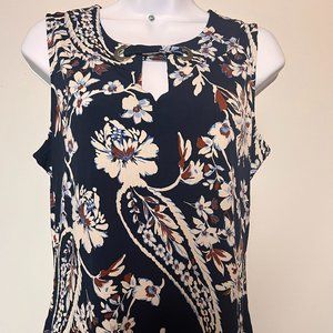 Tommy Hilfiger Blue Burnt Orange Sleeveless Tank Women Size Medium